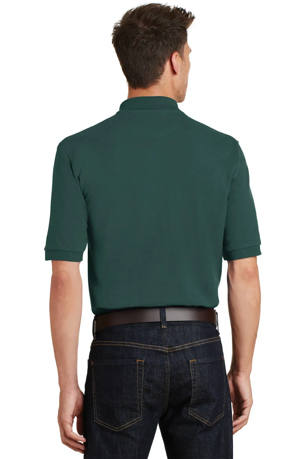 Port Authority Mens Shrink Resistant Short Sleeve Polo Shirt w/ Pocket - Dark Green - Closeout