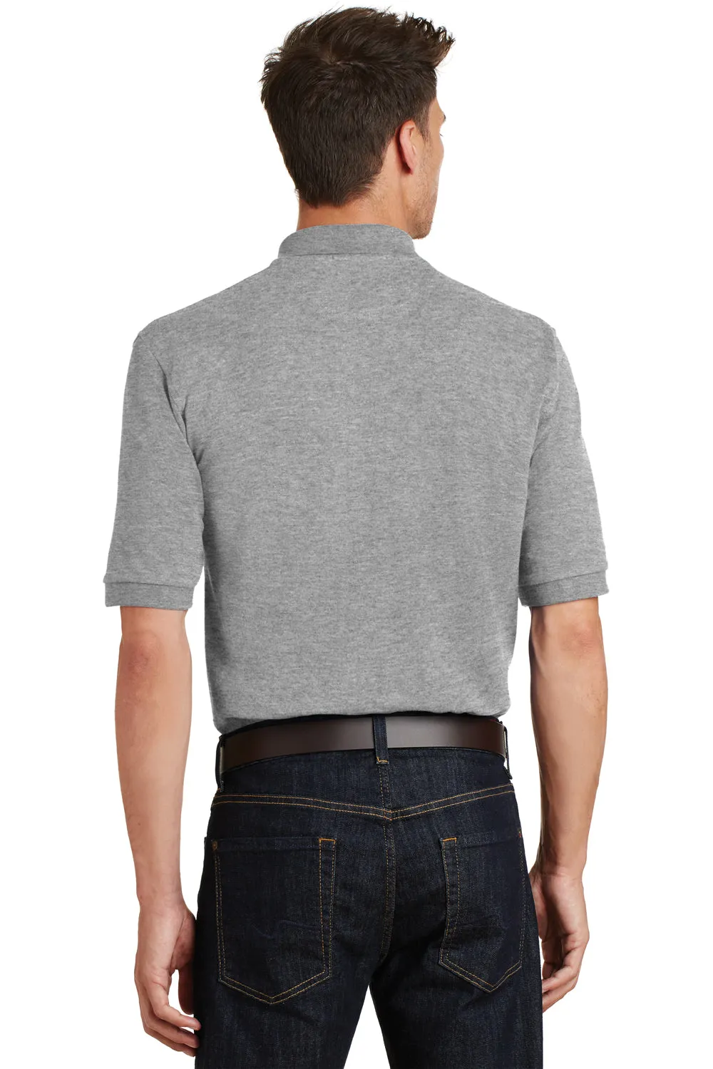 Port Authority Mens Shrink Resistant Short Sleeve Polo Shirt w/ Pocket - Oxford Grey
