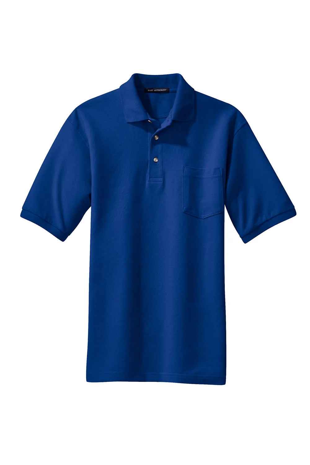 Port Authority Mens Shrink Resistant Short Sleeve Polo Shirt w/ Pocket - Royal Blue
