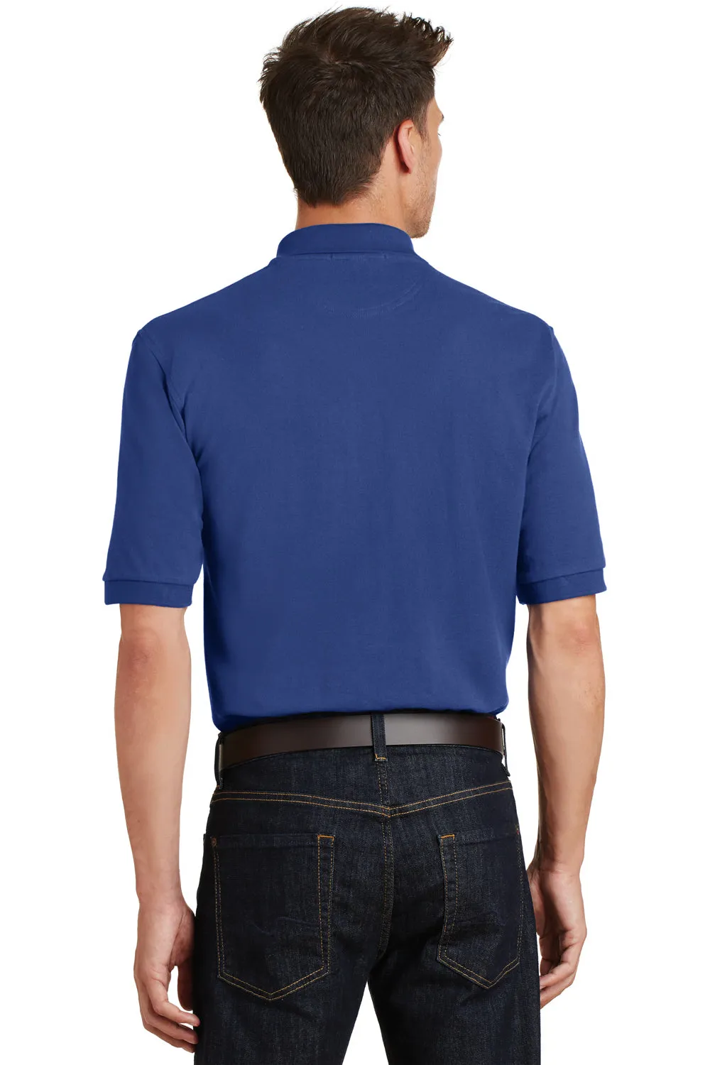 Port Authority Mens Shrink Resistant Short Sleeve Polo Shirt w/ Pocket - Royal Blue