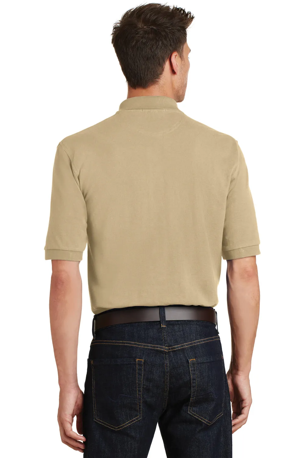 Port Authority Mens Shrink Resistant Short Sleeve Polo Shirt w/ Pocket - Stone - Closeout