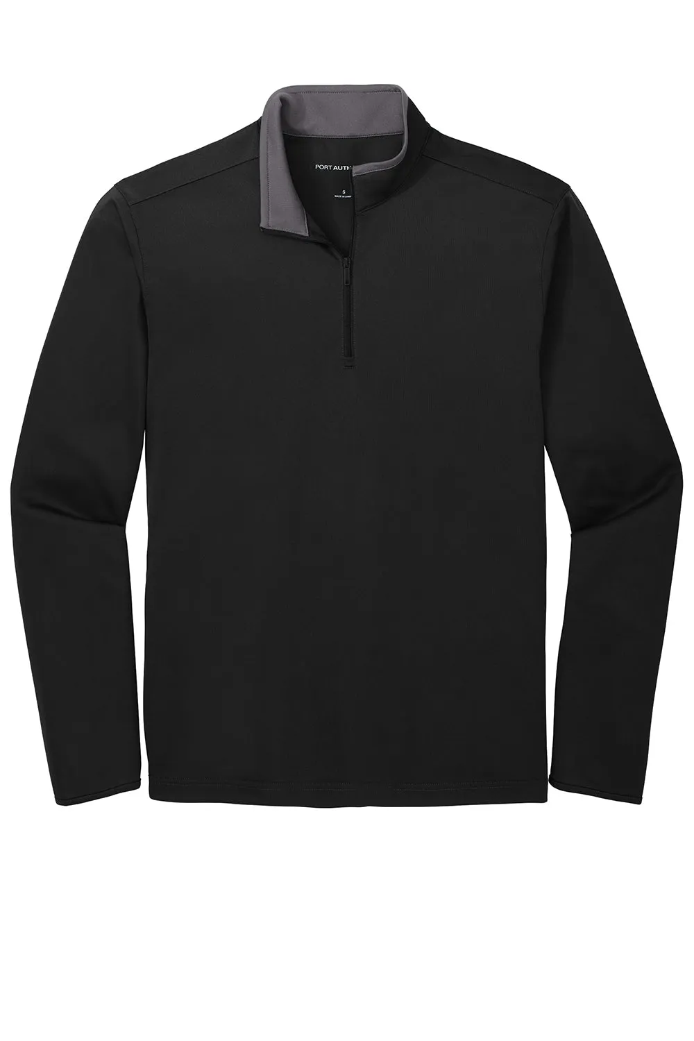 Port Authority Mens Silk Touch Performance Moisture Wicking 1/4 Zip Sweatshirt - Black/Steel Grey