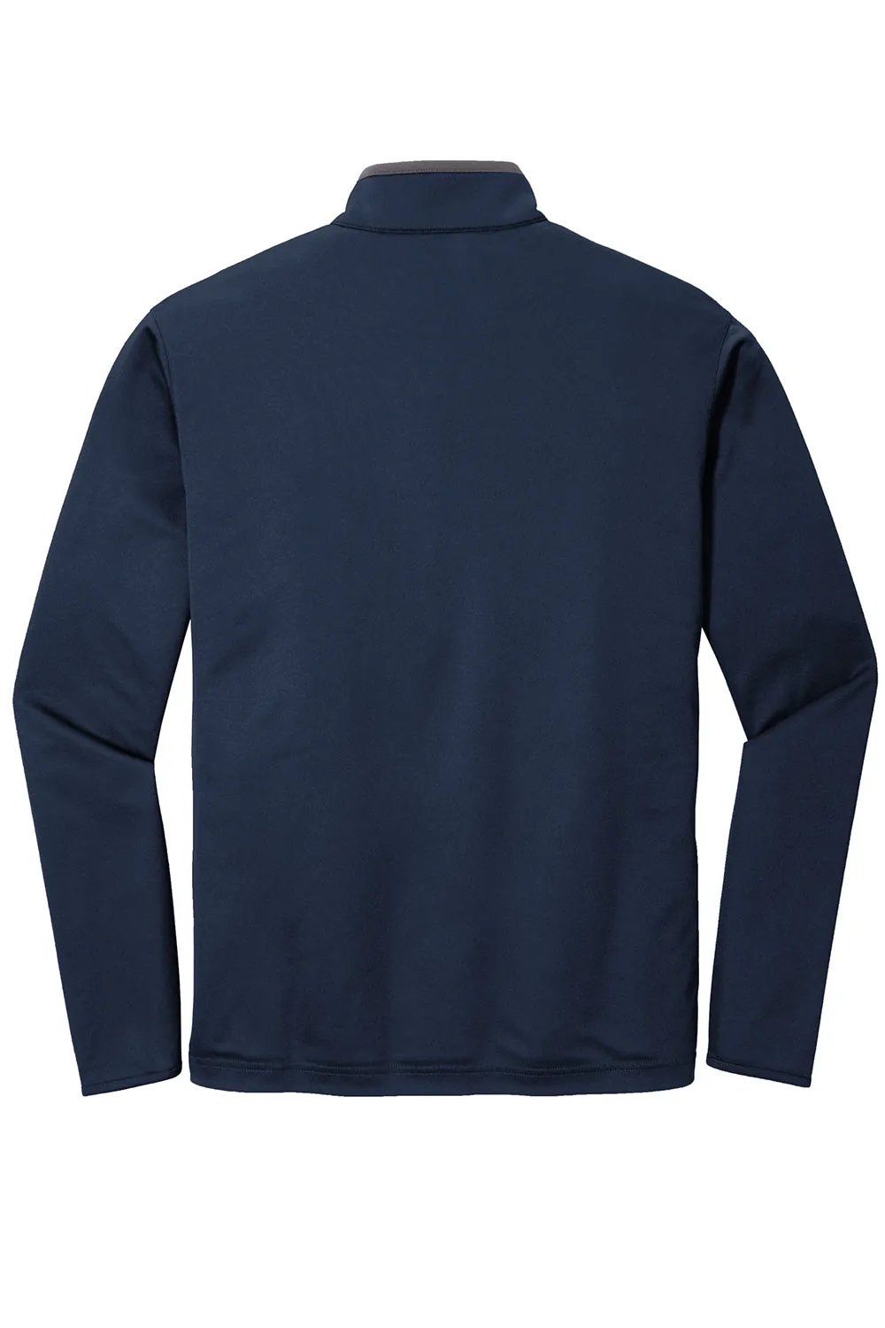 Port Authority Mens Silk Touch Performance Moisture Wicking 1/4 Zip Sweatshirt - Navy Blue/Steel Grey