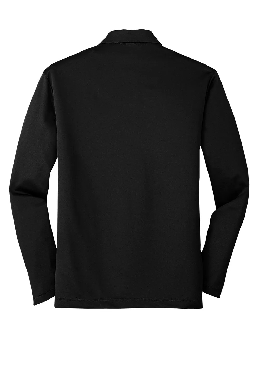 Port Authority Mens Silk Touch Performance Moisture Wicking Long Sleeve Polo Shirt - Black