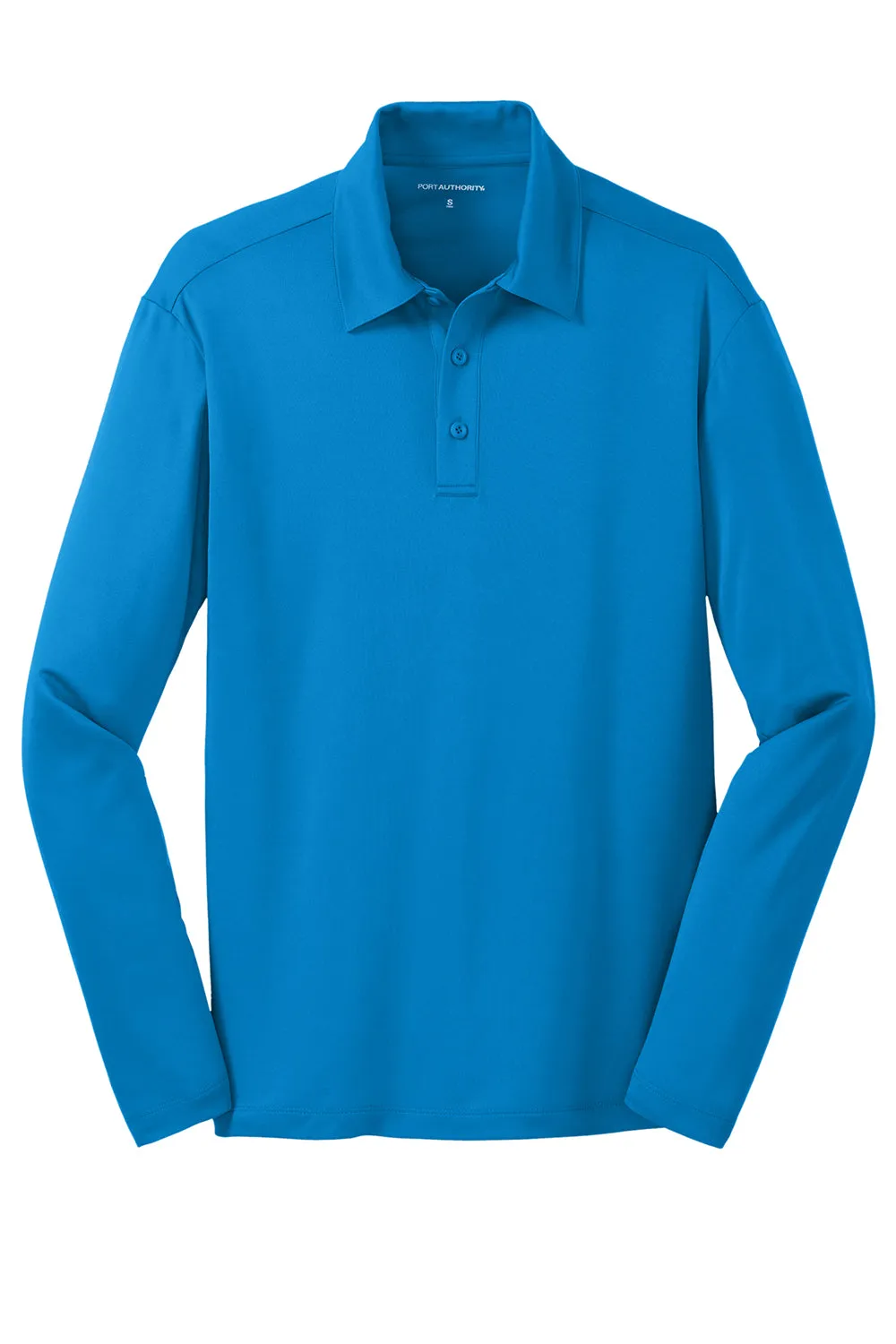 Port Authority Mens Silk Touch Performance Moisture Wicking Long Sleeve Polo Shirt - Brilliant Blue
