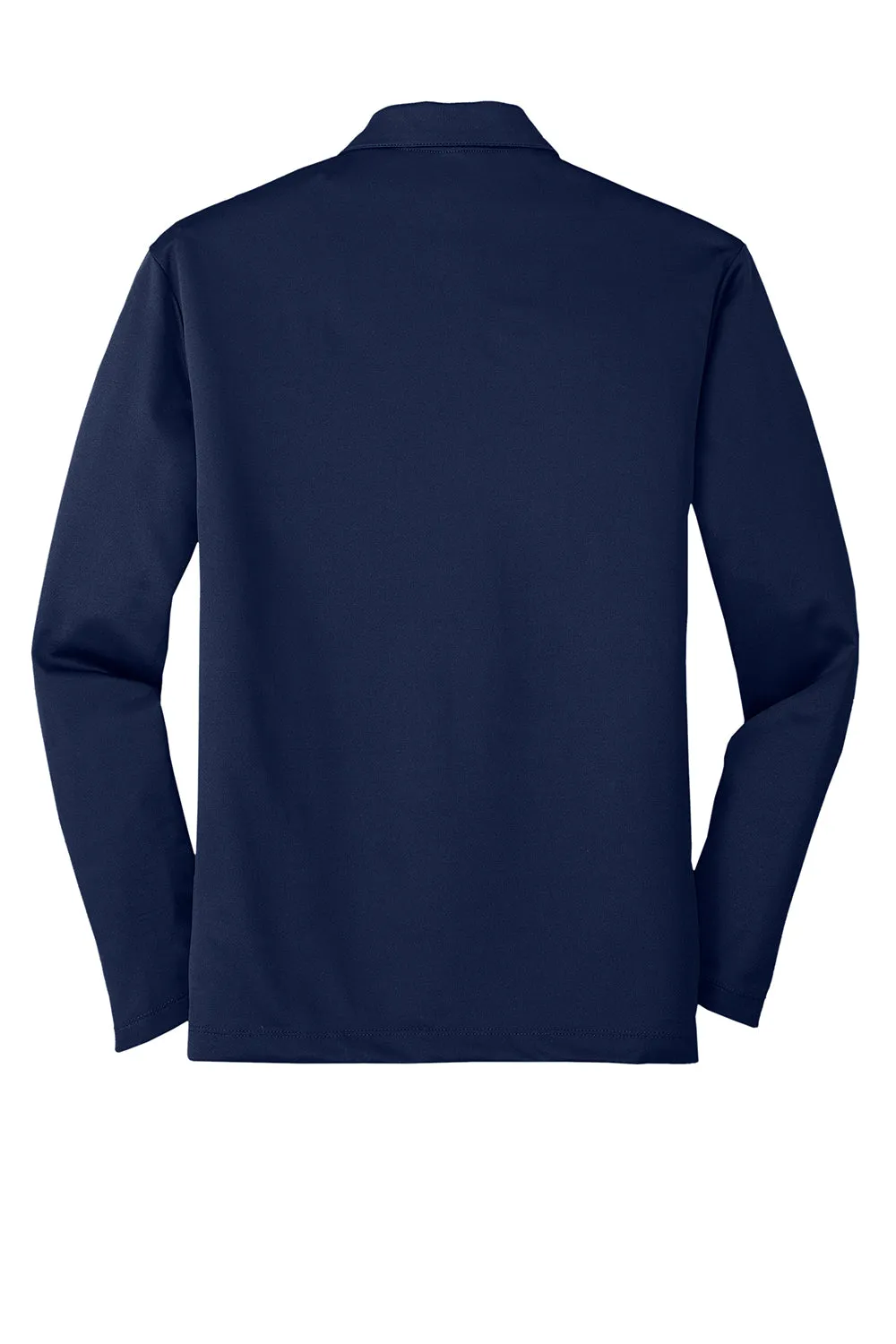 Port Authority Mens Silk Touch Performance Moisture Wicking Long Sleeve Polo Shirt - Navy Blue