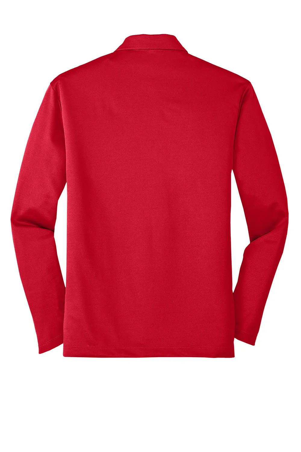 Port Authority Mens Silk Touch Performance Moisture Wicking Long Sleeve Polo Shirt - Red
