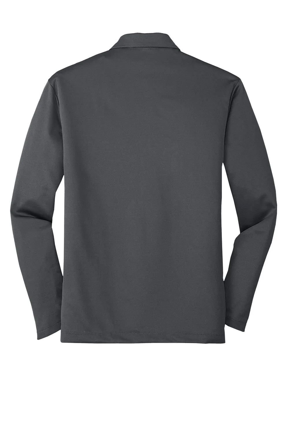 Port Authority Mens Silk Touch Performance Moisture Wicking Long Sleeve Polo Shirt - Steel Grey