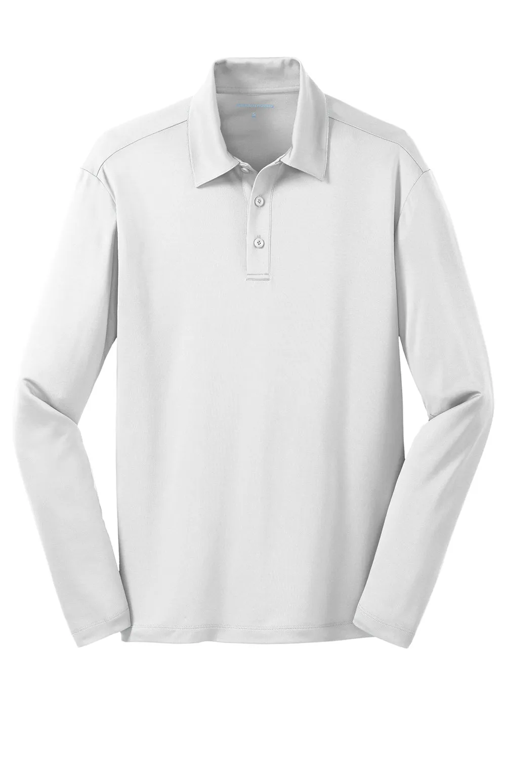 Port Authority Mens Silk Touch Performance Moisture Wicking Long Sleeve Polo Shirt - White