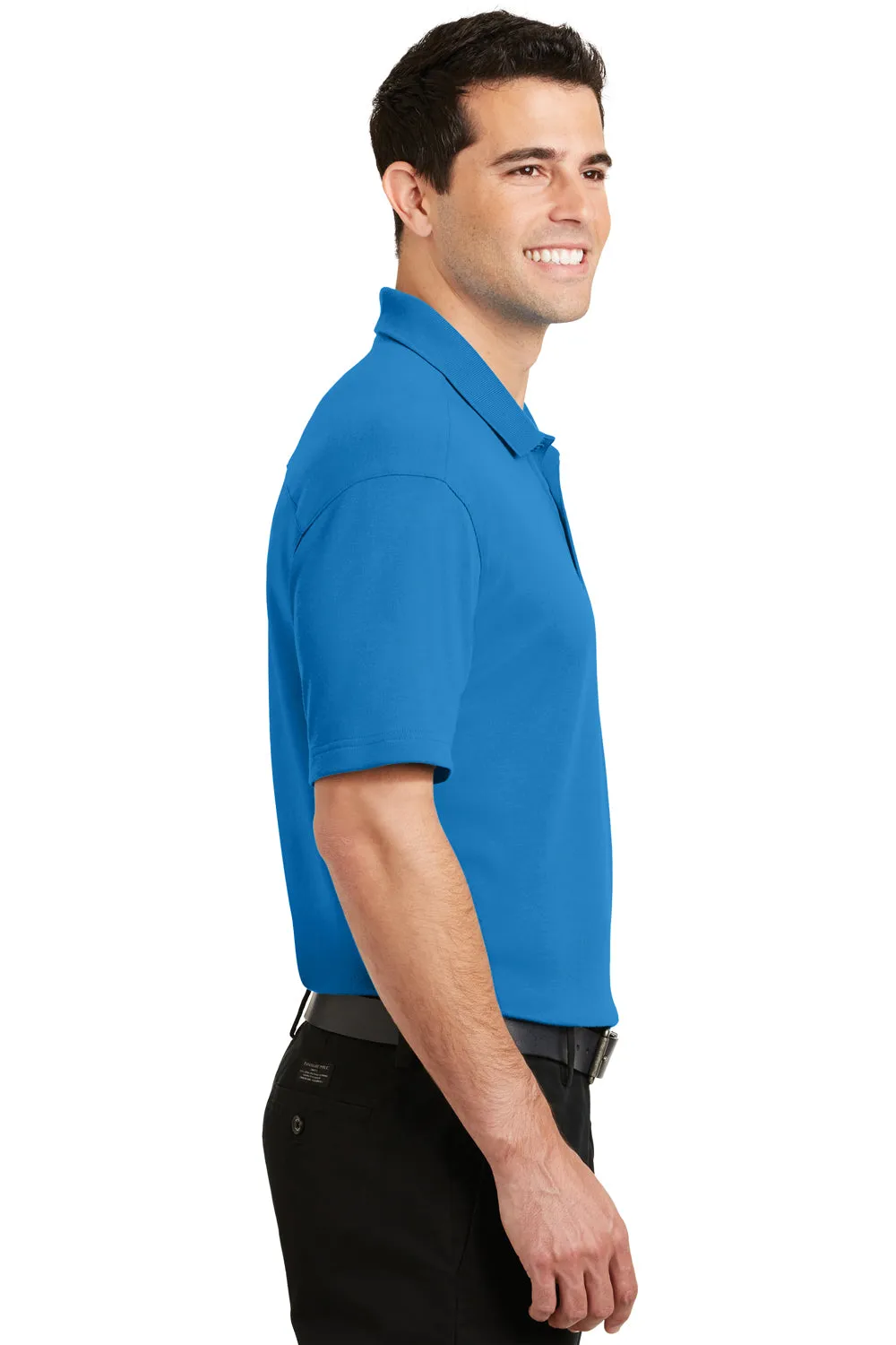 Port Authority Mens Silk Touch Performance Moisture Wicking Short Sleeve Polo Shirt - Brilliant Blue - Closeout