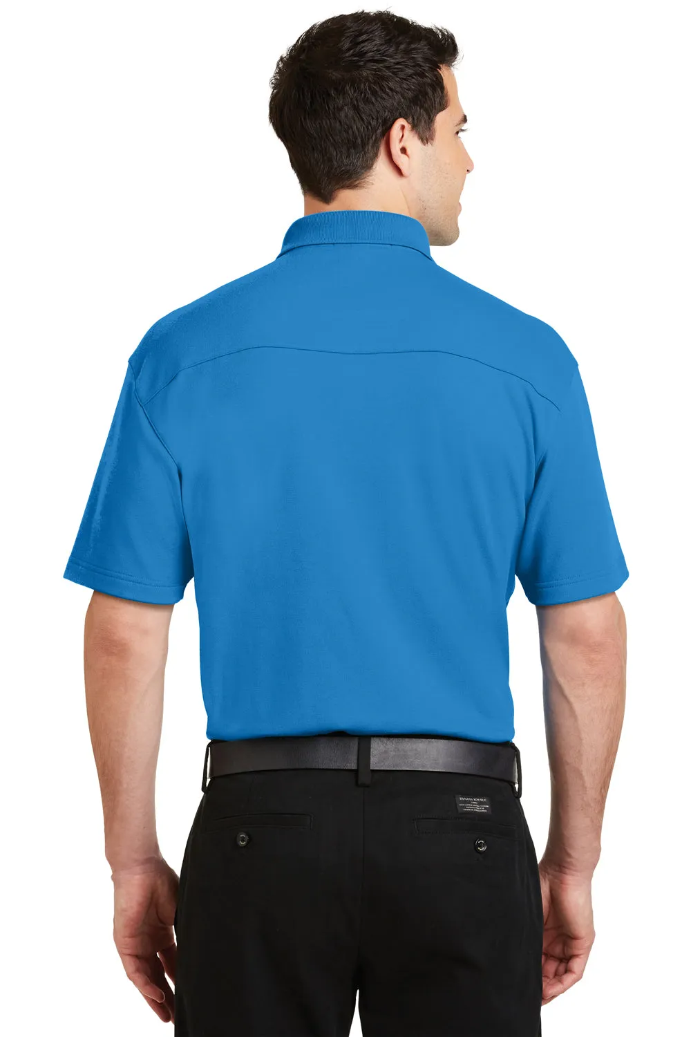 Port Authority Mens Silk Touch Performance Moisture Wicking Short Sleeve Polo Shirt - Brilliant Blue - Closeout