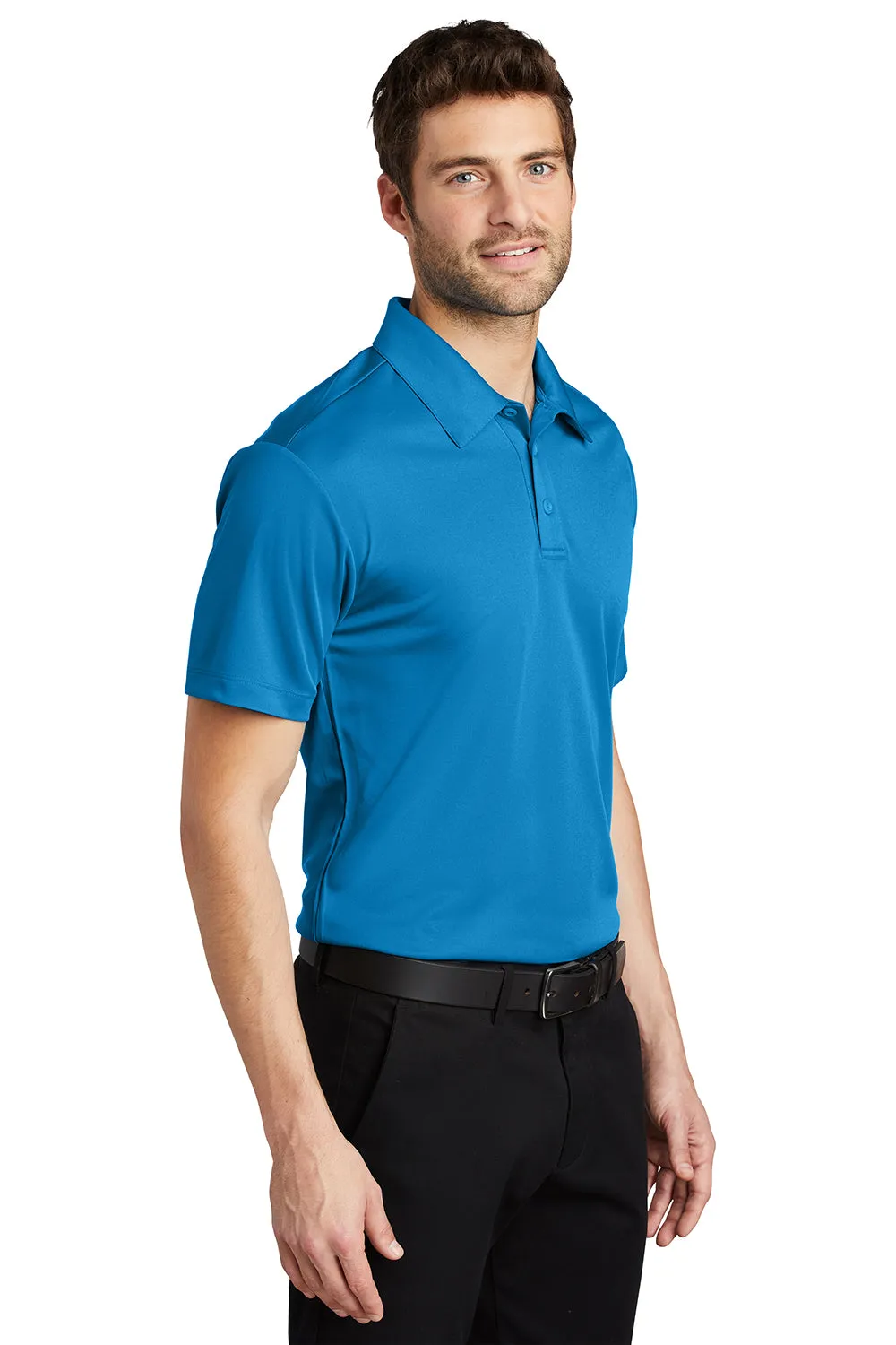 Port Authority Mens Silk Touch Performance Moisture Wicking Short Sleeve Polo Shirt - Brilliant Blue