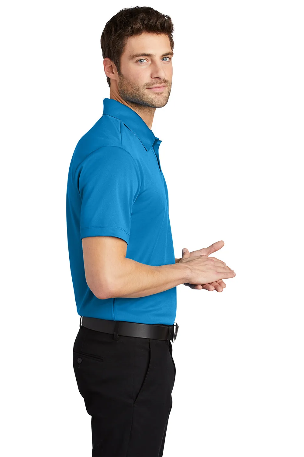 Port Authority Mens Silk Touch Performance Moisture Wicking Short Sleeve Polo Shirt - Brilliant Blue