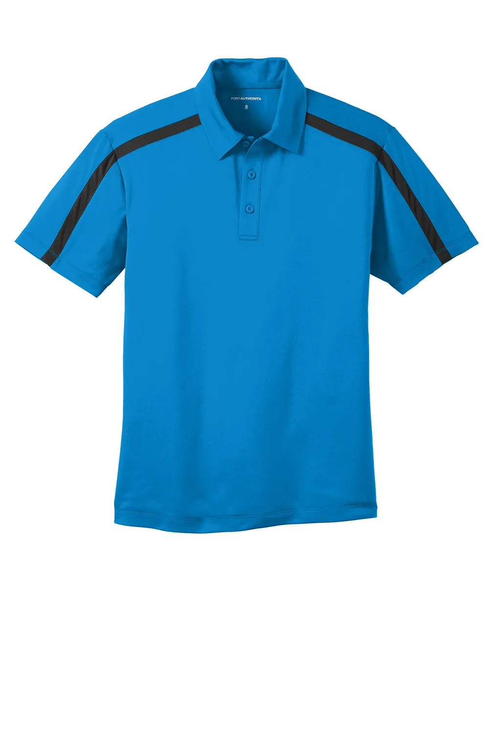 Port Authority Mens Silk Touch Performance Moisture Wicking Short Sleeve Polo Shirt - Brilliant Blue/Black