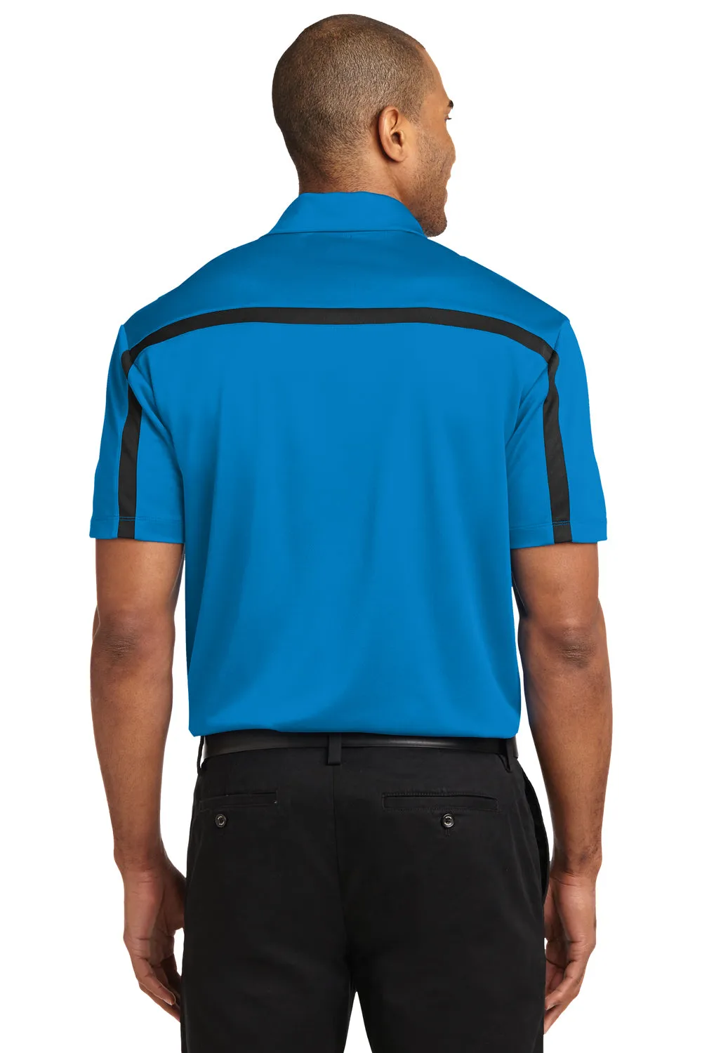 Port Authority Mens Silk Touch Performance Moisture Wicking Short Sleeve Polo Shirt - Brilliant Blue/Black