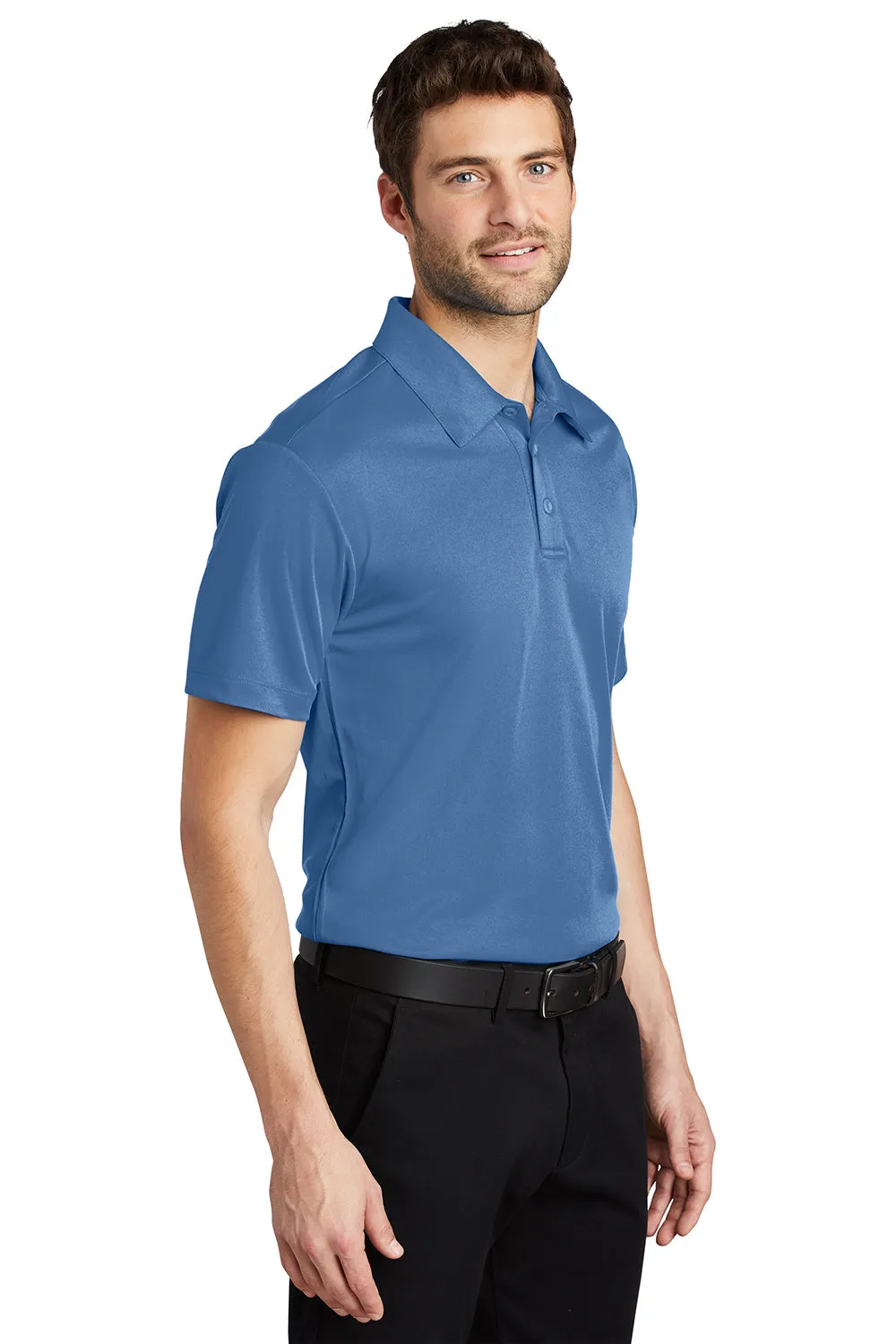Port Authority Mens Silk Touch Performance Moisture Wicking Short Sleeve Polo Shirt - Carolina Blue