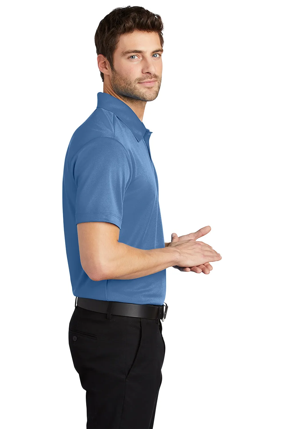 Port Authority Mens Silk Touch Performance Moisture Wicking Short Sleeve Polo Shirt - Carolina Blue