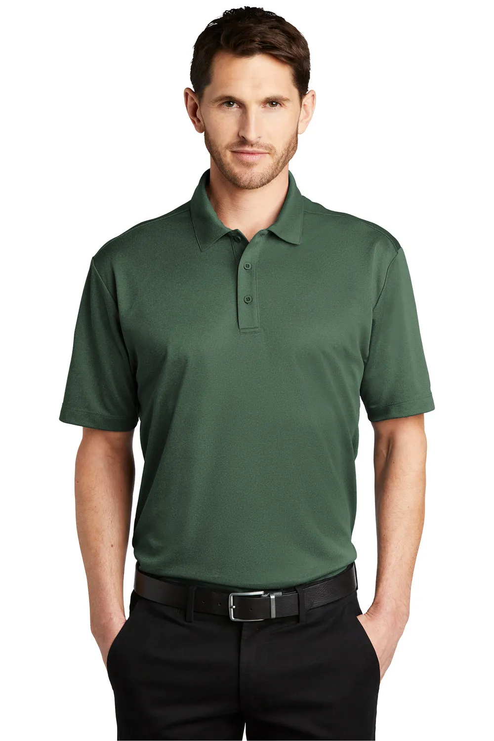 Port Authority Mens Silk Touch Performance Moisture Wicking Short Sleeve Polo Shirt - Heather Green Glen