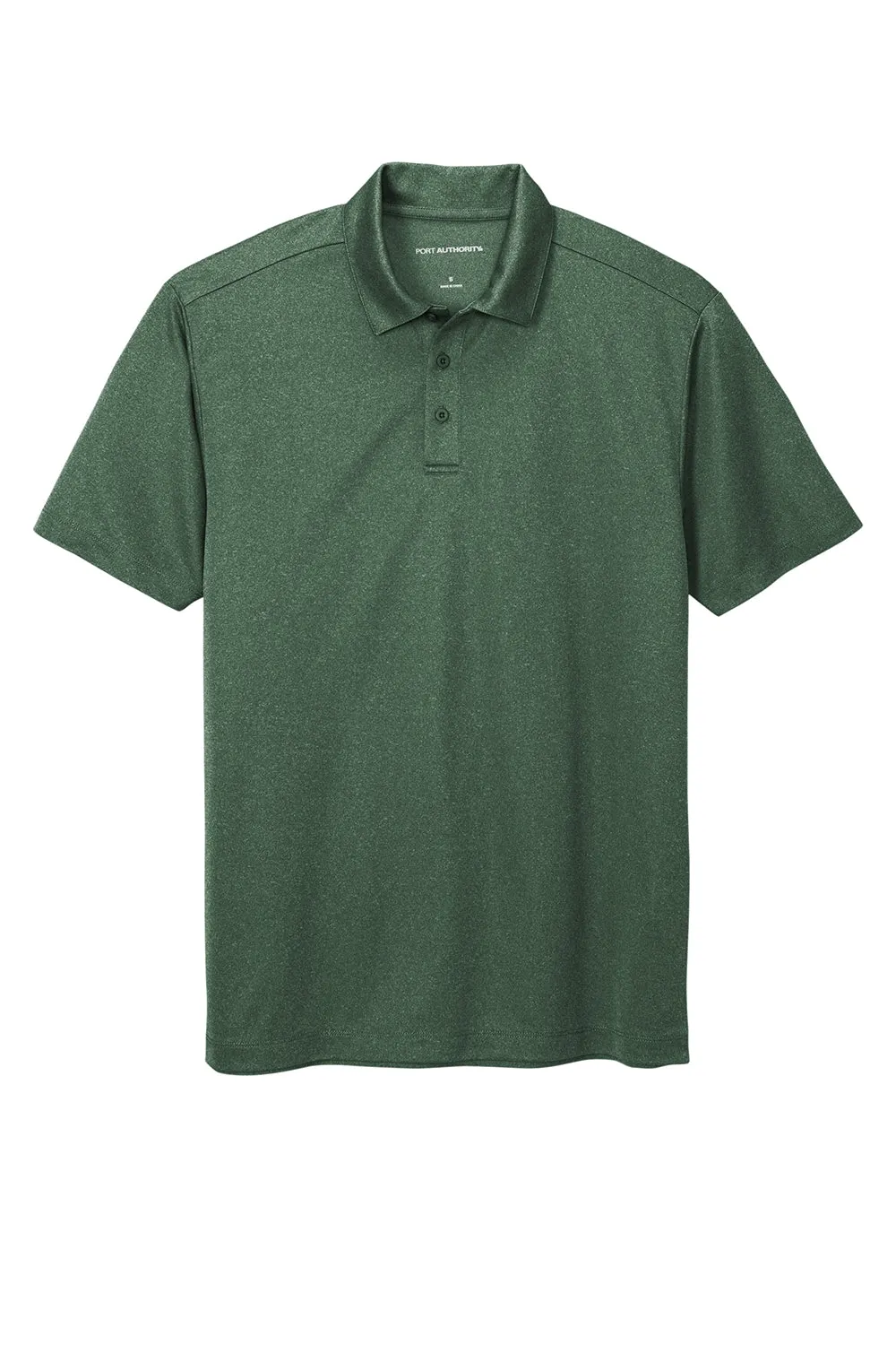 Port Authority Mens Silk Touch Performance Moisture Wicking Short Sleeve Polo Shirt - Heather Green Glen