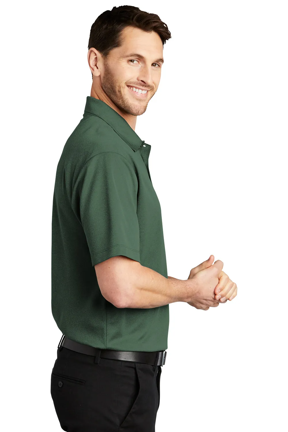Port Authority Mens Silk Touch Performance Moisture Wicking Short Sleeve Polo Shirt - Heather Green Glen