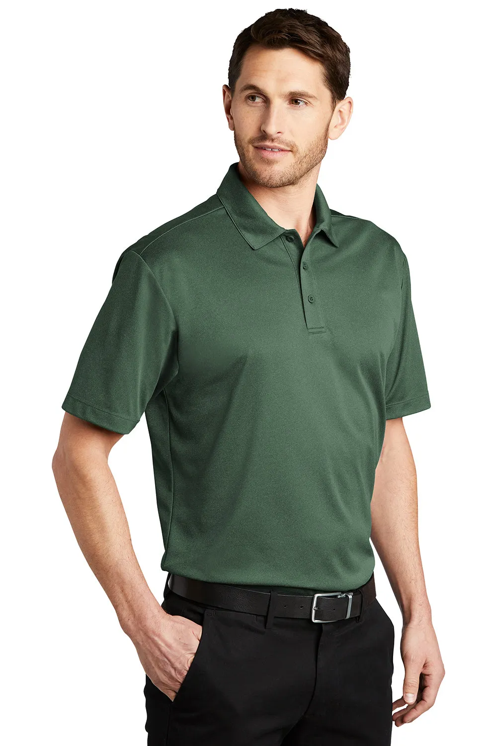 Port Authority Mens Silk Touch Performance Moisture Wicking Short Sleeve Polo Shirt - Heather Green Glen