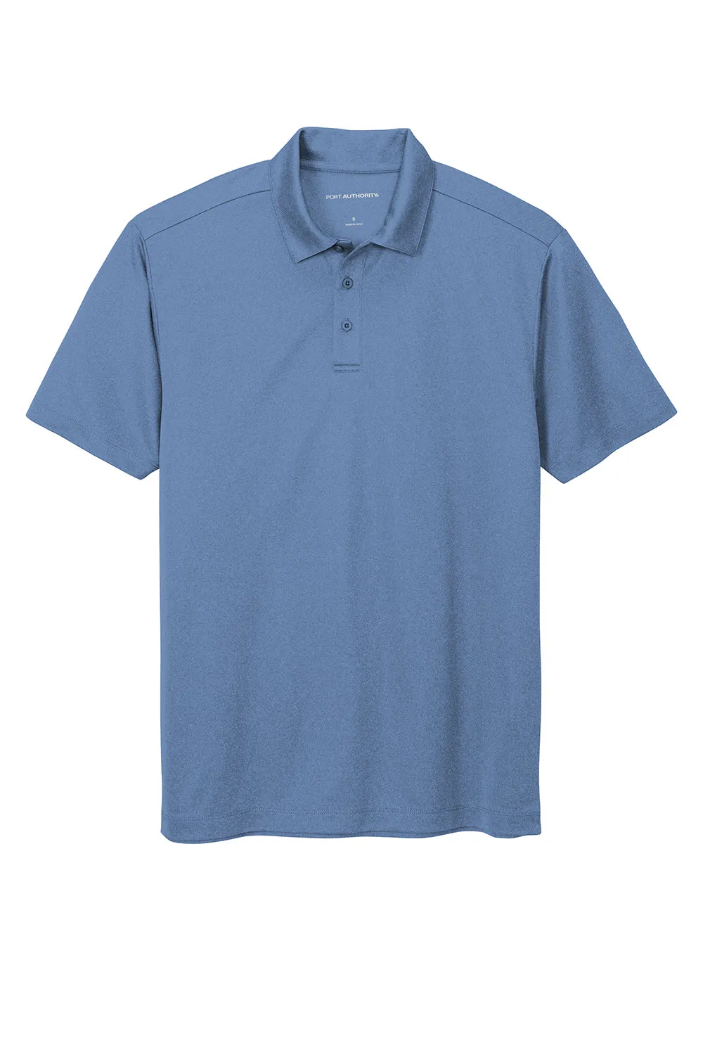 Port Authority Mens Silk Touch Performance Moisture Wicking Short Sleeve Polo Shirt - Heather Moonlight Blue