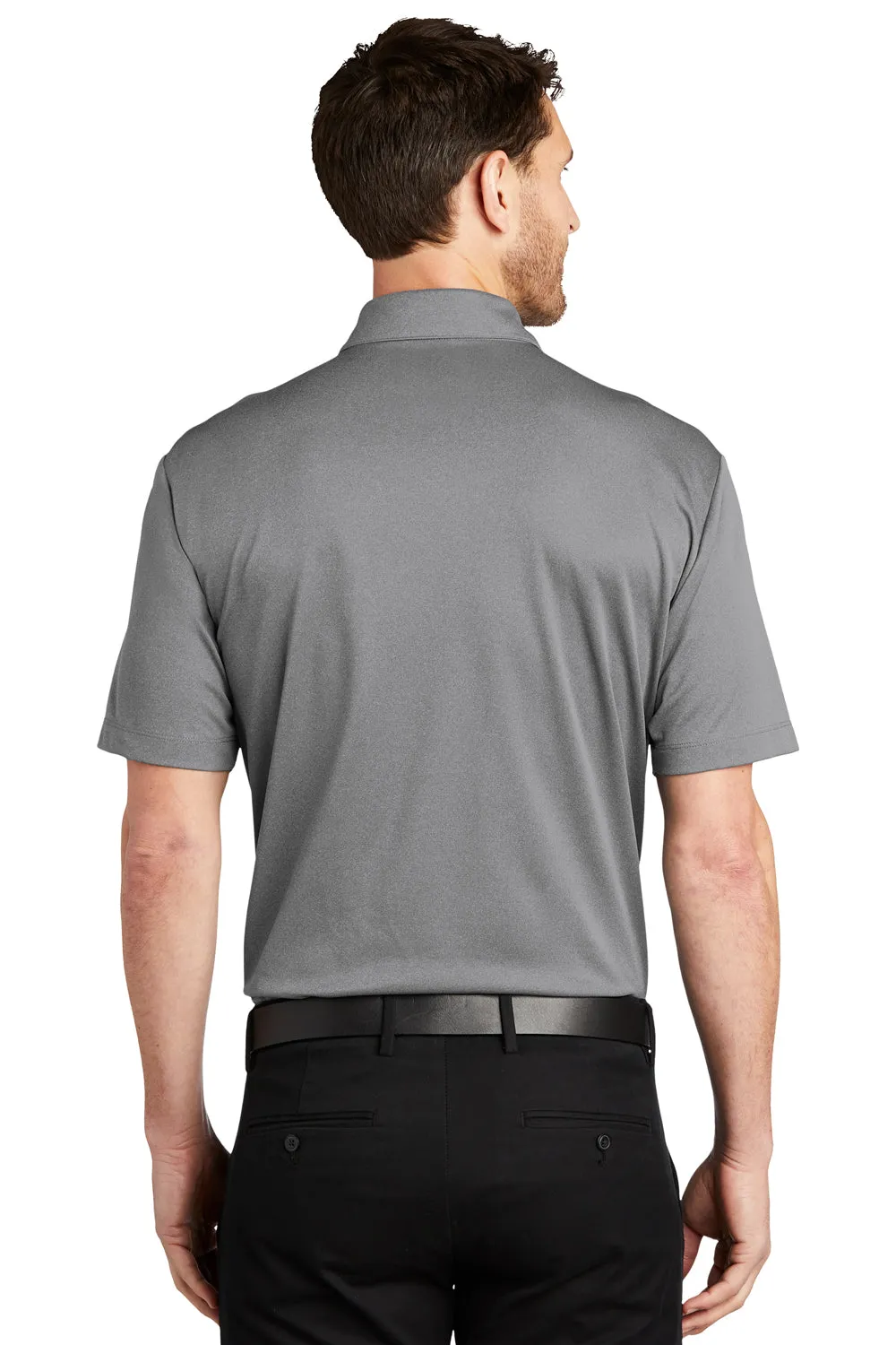 Port Authority Mens Silk Touch Performance Moisture Wicking Short Sleeve Polo Shirt - Heather Shadow Grey