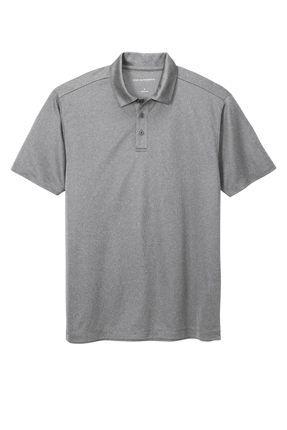 Port Authority Mens Silk Touch Performance Moisture Wicking Short Sleeve Polo Shirt - Heather Shadow Grey