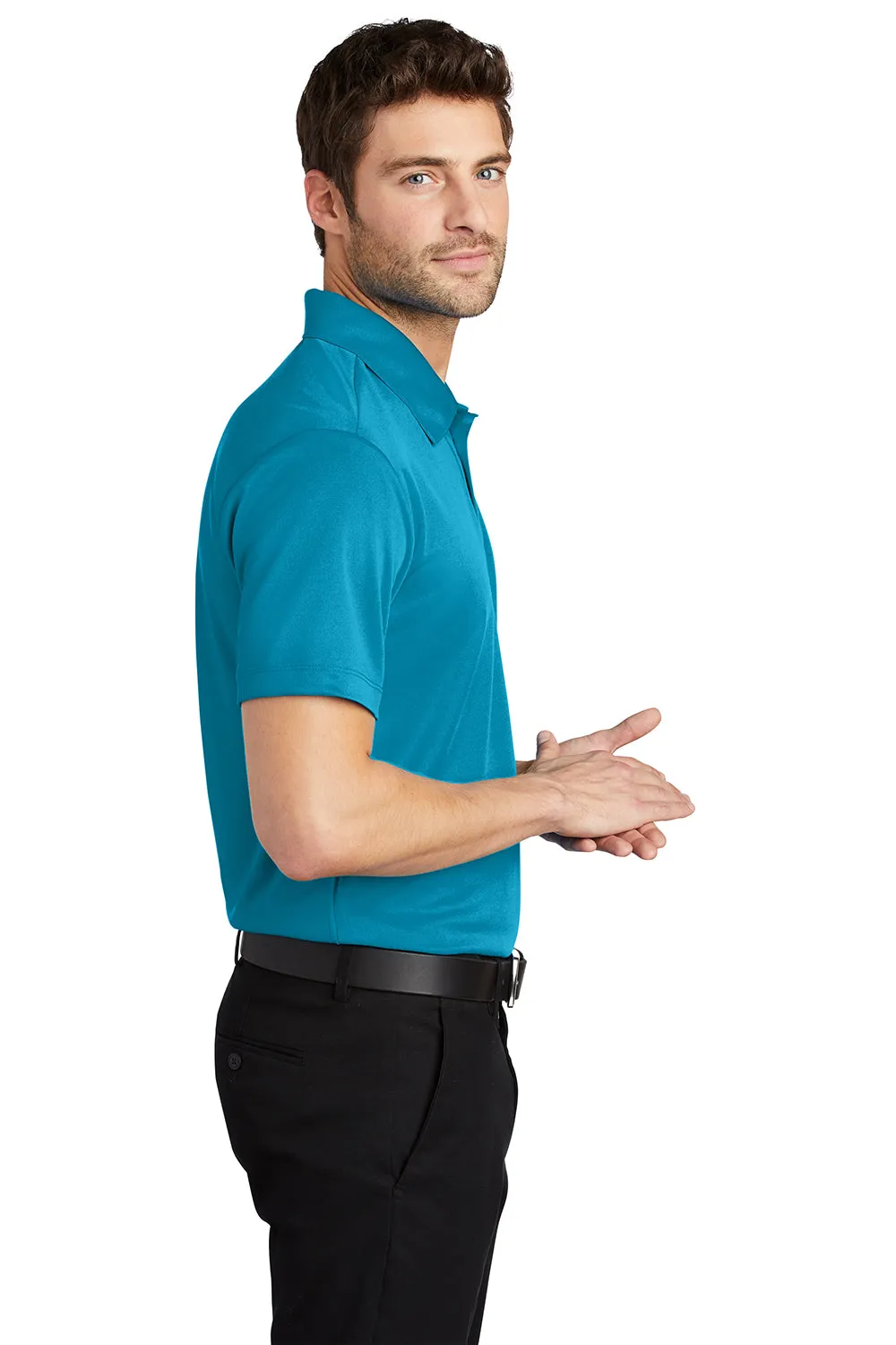 Port Authority Mens Silk Touch Performance Moisture Wicking Short Sleeve Polo Shirt - Parcel Blue - Closeout