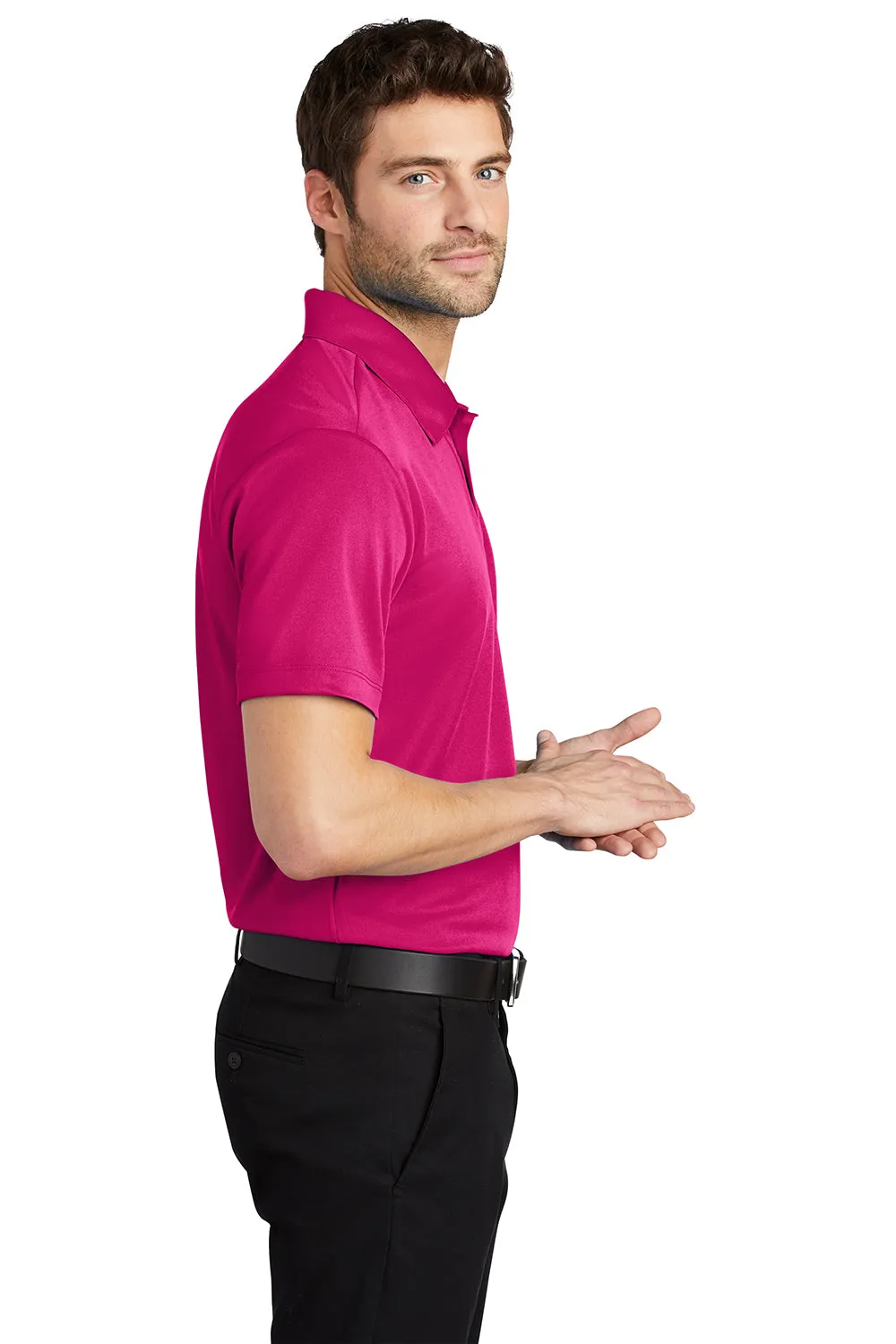 Port Authority Mens Silk Touch Performance Moisture Wicking Short Sleeve Polo Shirt - Raspberry Pink
