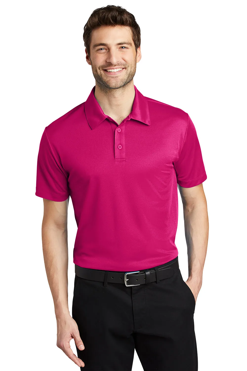 Port Authority Mens Silk Touch Performance Moisture Wicking Short Sleeve Polo Shirt - Raspberry Pink