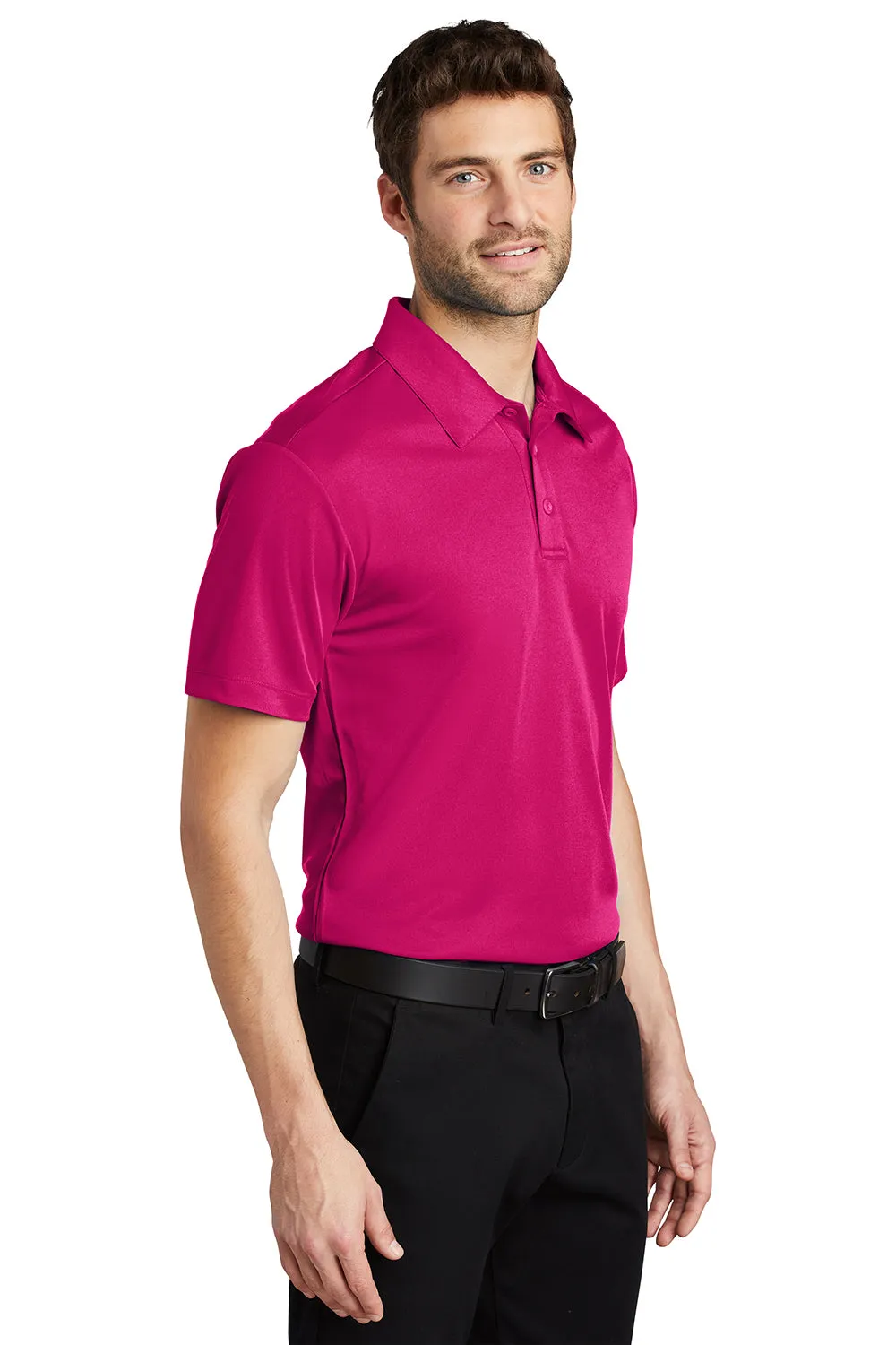 Port Authority Mens Silk Touch Performance Moisture Wicking Short Sleeve Polo Shirt - Raspberry Pink