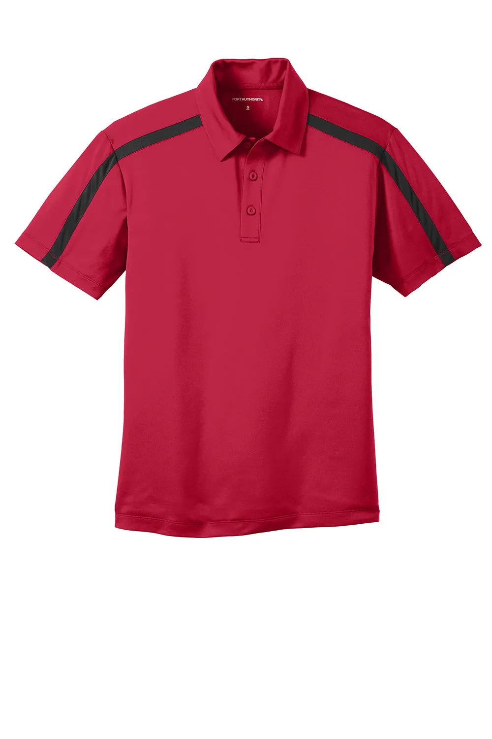 Port Authority Mens Silk Touch Performance Moisture Wicking Short Sleeve Polo Shirt - Red/Black