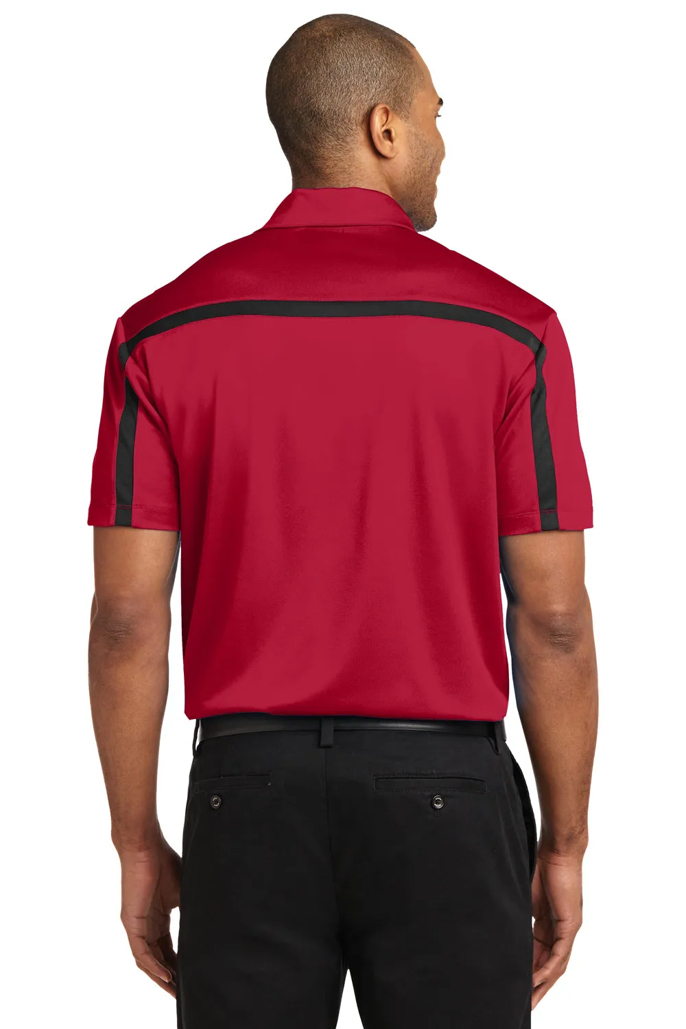 Port Authority Mens Silk Touch Performance Moisture Wicking Short Sleeve Polo Shirt - Red/Black