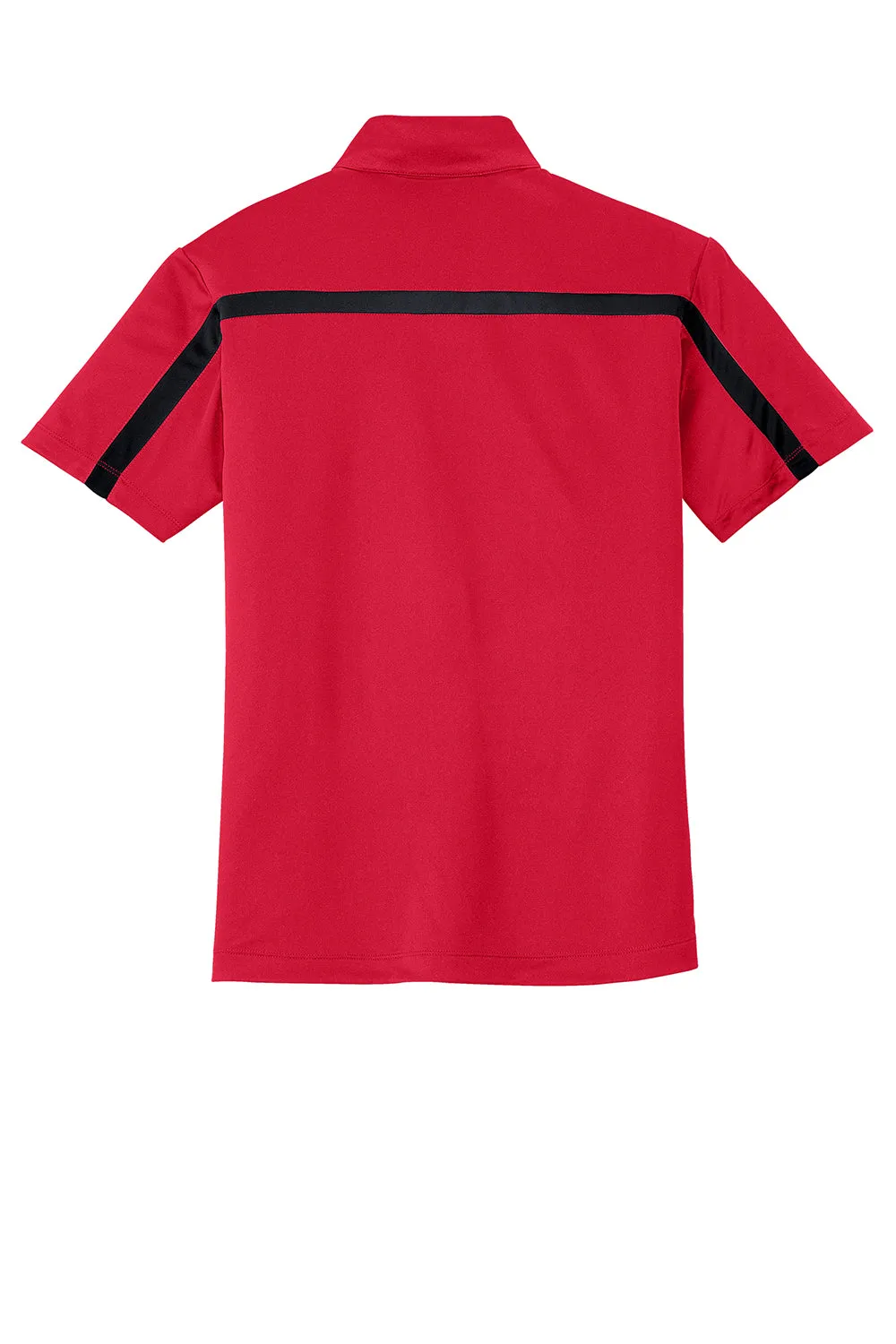 Port Authority Mens Silk Touch Performance Moisture Wicking Short Sleeve Polo Shirt - Red/Black