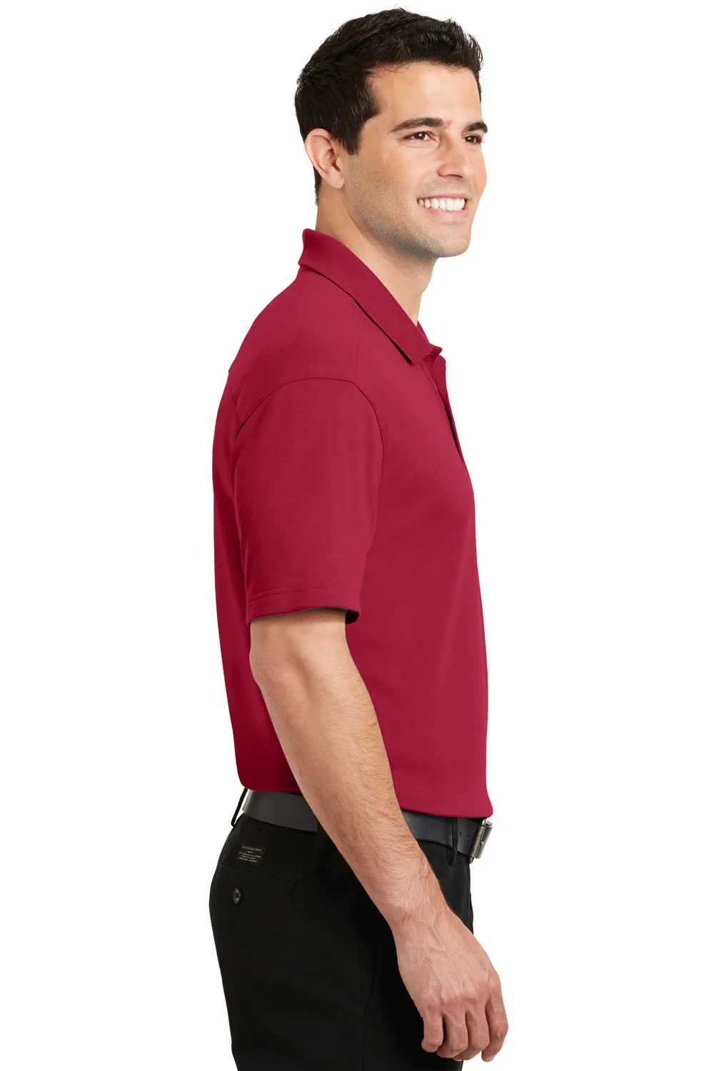 Port Authority Mens Silk Touch Performance Moisture Wicking Short Sleeve Polo Shirt - Rich Red - Closeout