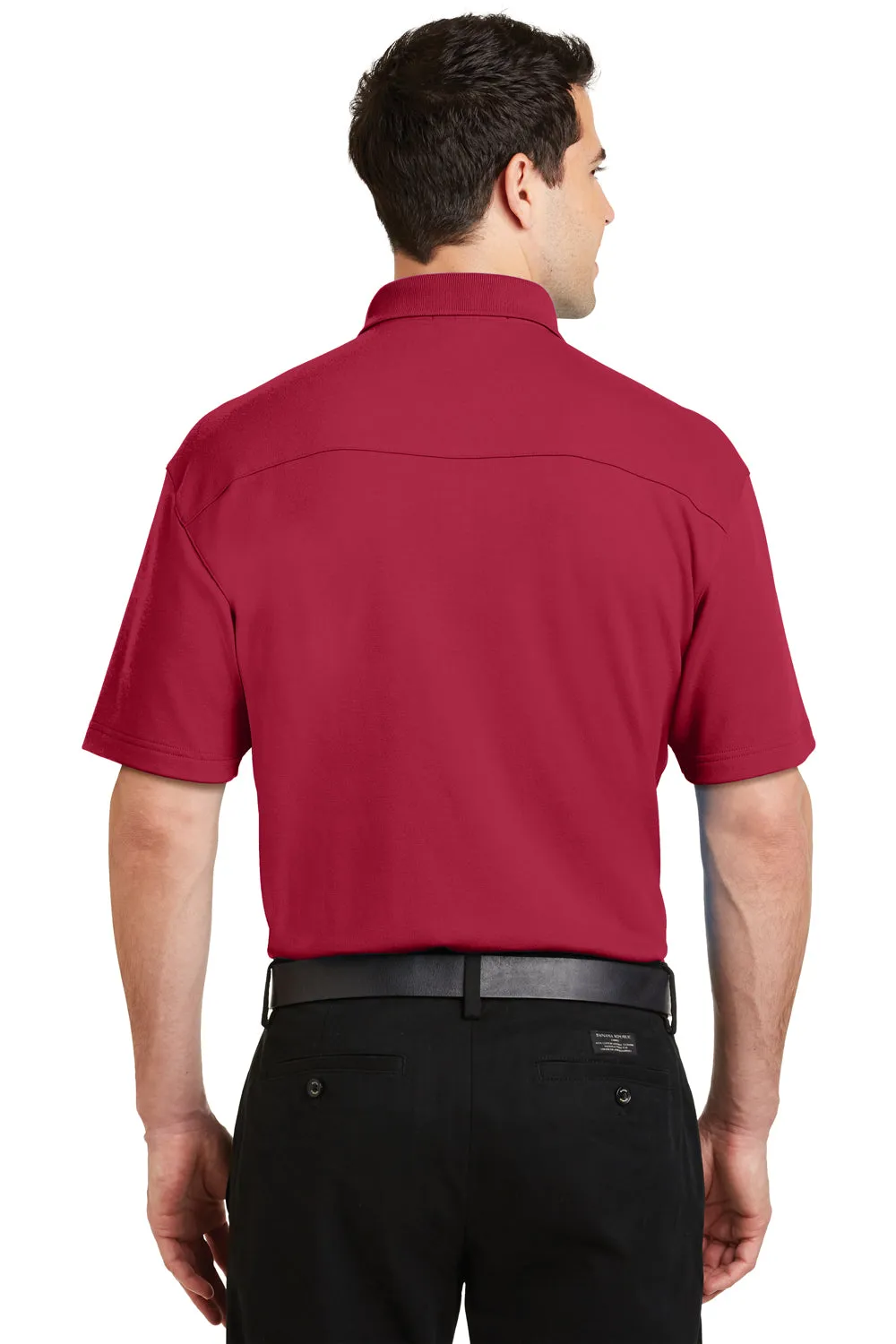 Port Authority Mens Silk Touch Performance Moisture Wicking Short Sleeve Polo Shirt - Rich Red - Closeout
