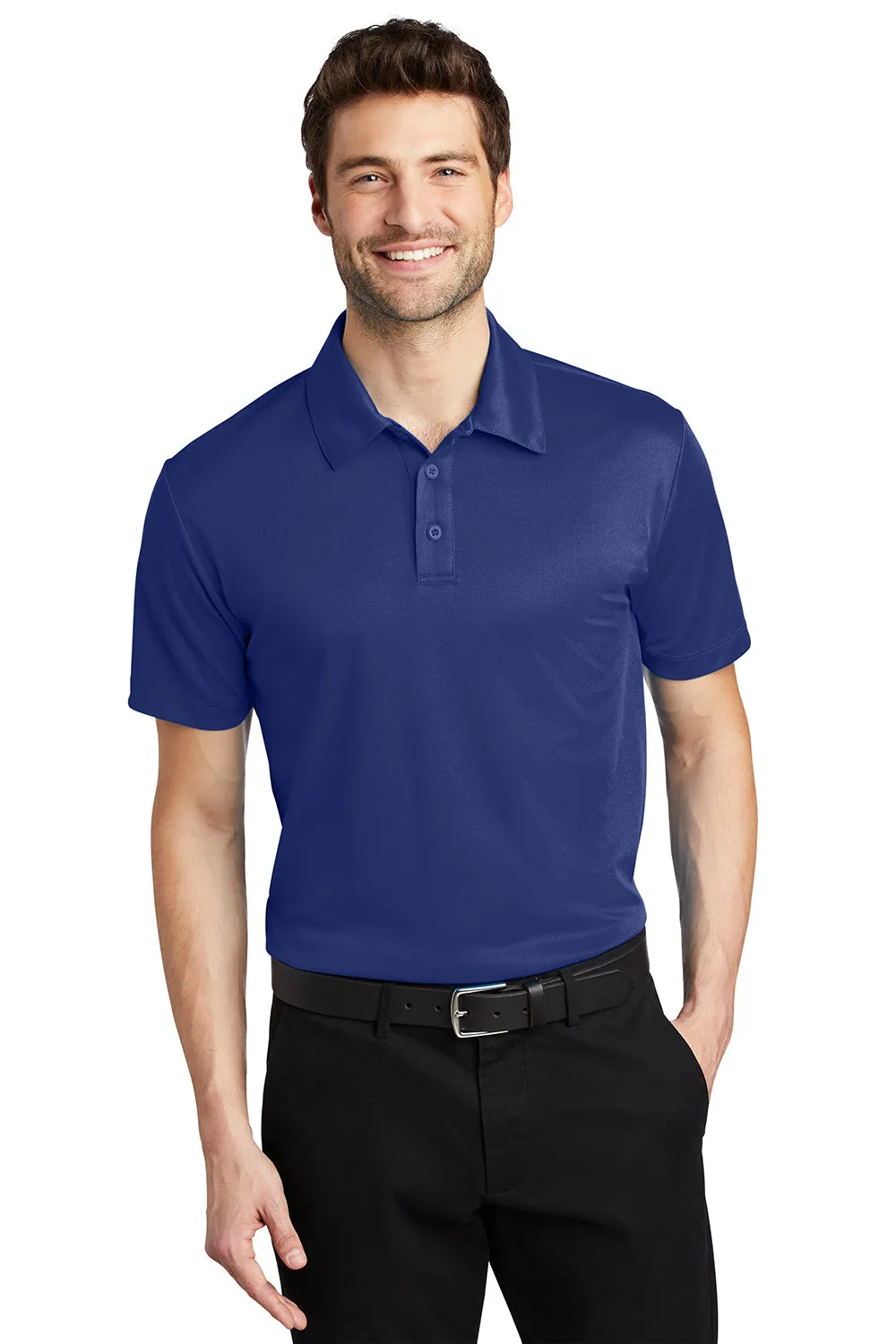 Port Authority Mens Silk Touch Performance Moisture Wicking Short Sleeve Polo Shirt - Royal Blue