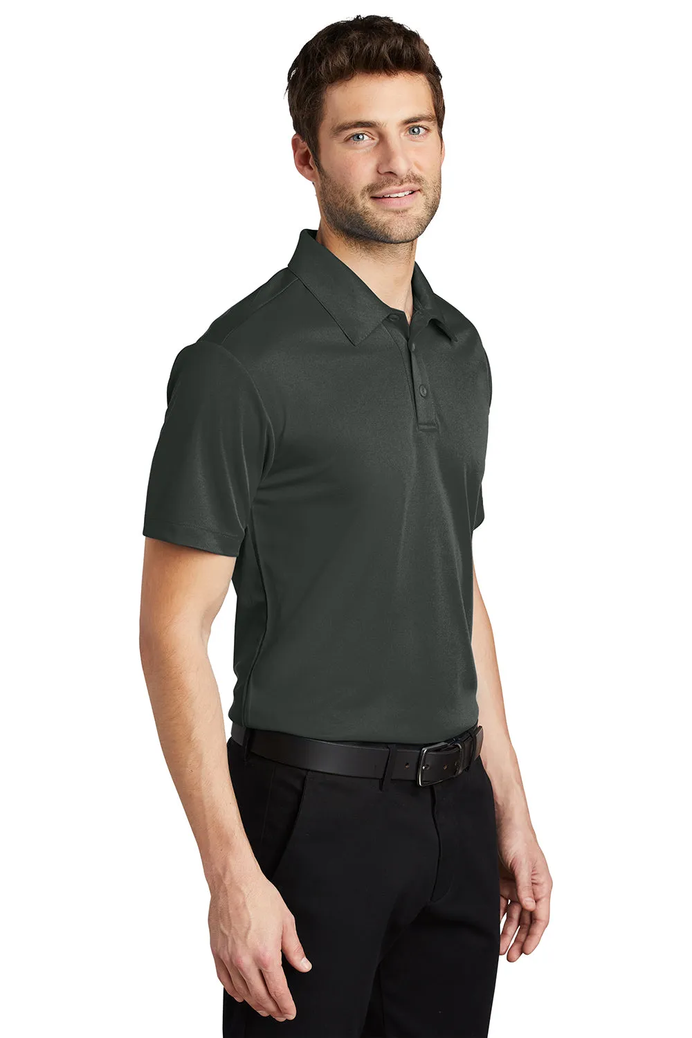 Port Authority Mens Silk Touch Performance Moisture Wicking Short Sleeve Polo Shirt - Steel Grey