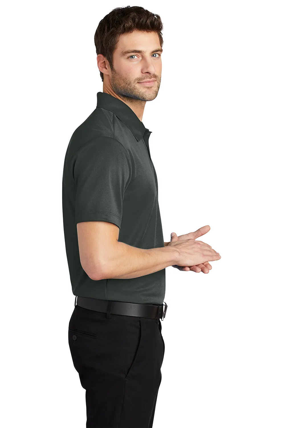 Port Authority Mens Silk Touch Performance Moisture Wicking Short Sleeve Polo Shirt - Steel Grey