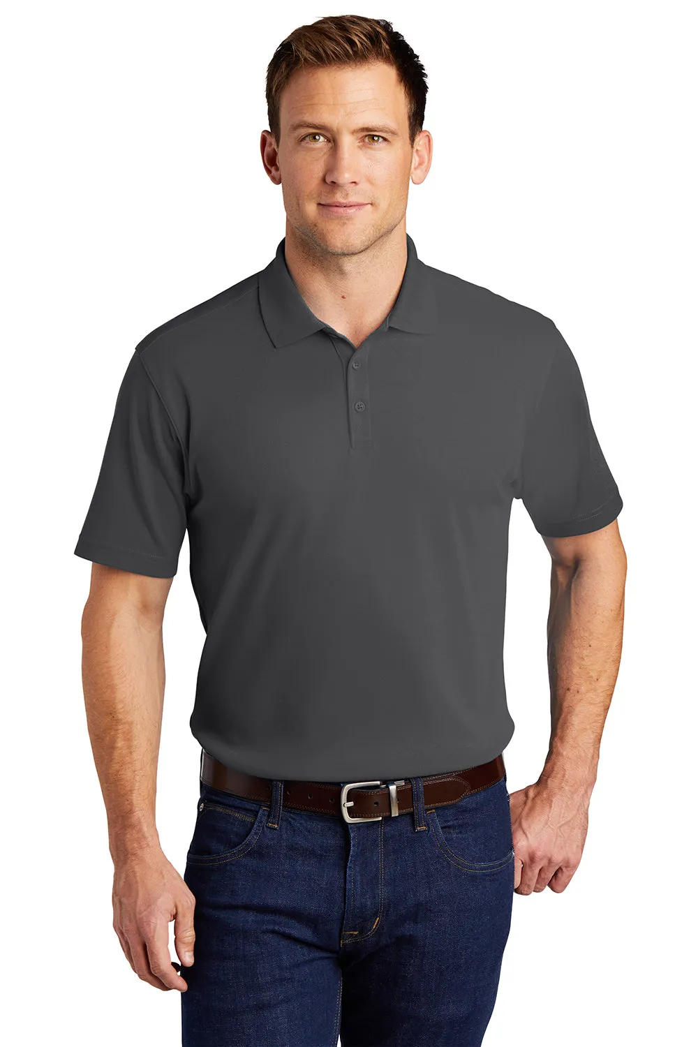 Port Authority Mens Silk Touch Performance Moisture Wicking Short Sleeve Polo Shirt - Sterling Grey