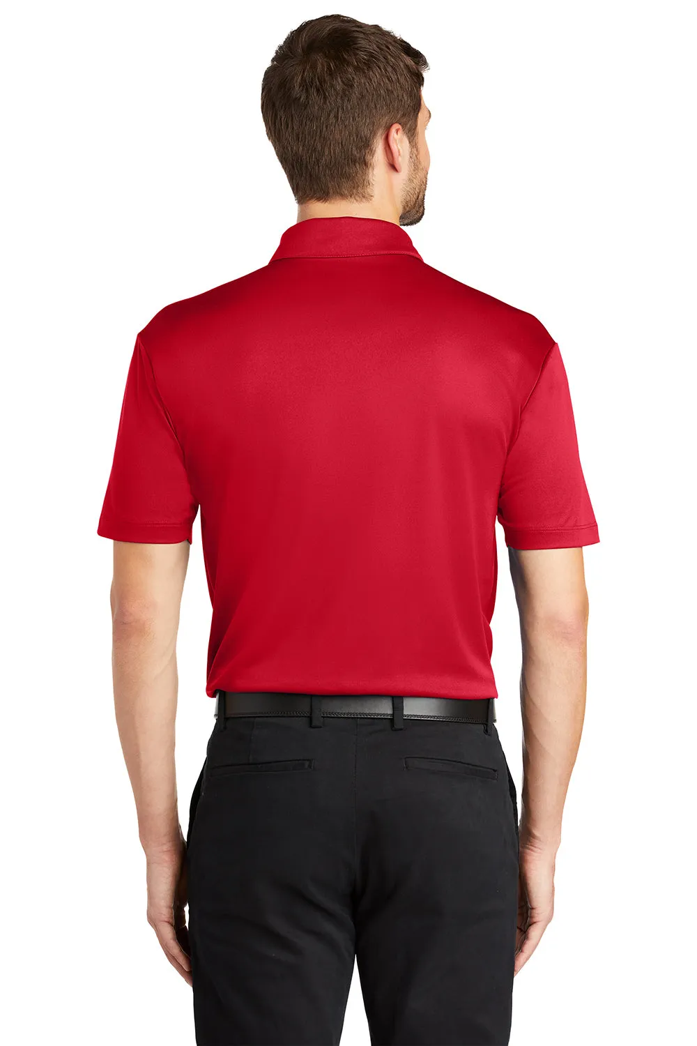 Port Authority Mens Silk Touch Performance Moisture Wicking Short Sleeve Polo Shirt w/ Pocket - Red