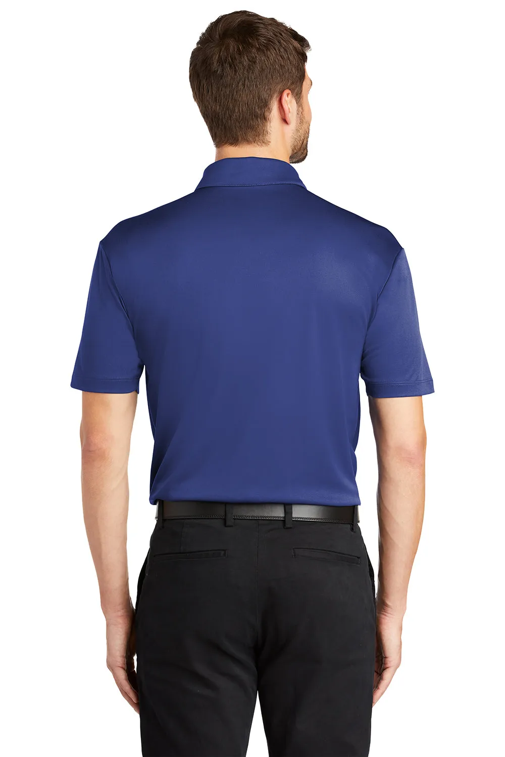 Port Authority Mens Silk Touch Performance Moisture Wicking Short Sleeve Polo Shirt w/ Pocket - Royal Blue