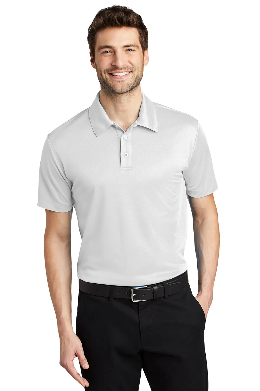Port Authority Mens Silk Touch Performance Moisture Wicking Short Sleeve Polo Shirt - White