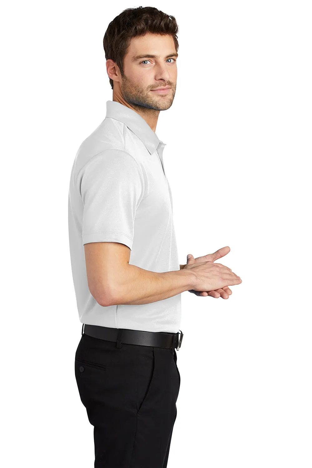 Port Authority Mens Silk Touch Performance Moisture Wicking Short Sleeve Polo Shirt - White
