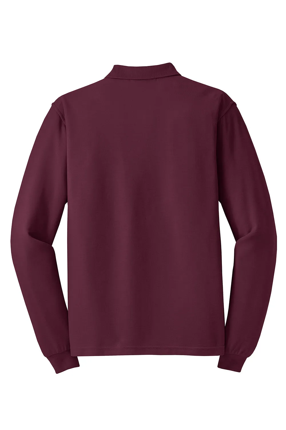 Port Authority Mens Silk Touch Wrinkle Resistant Long Sleeve Polo Shirt - Burgundy