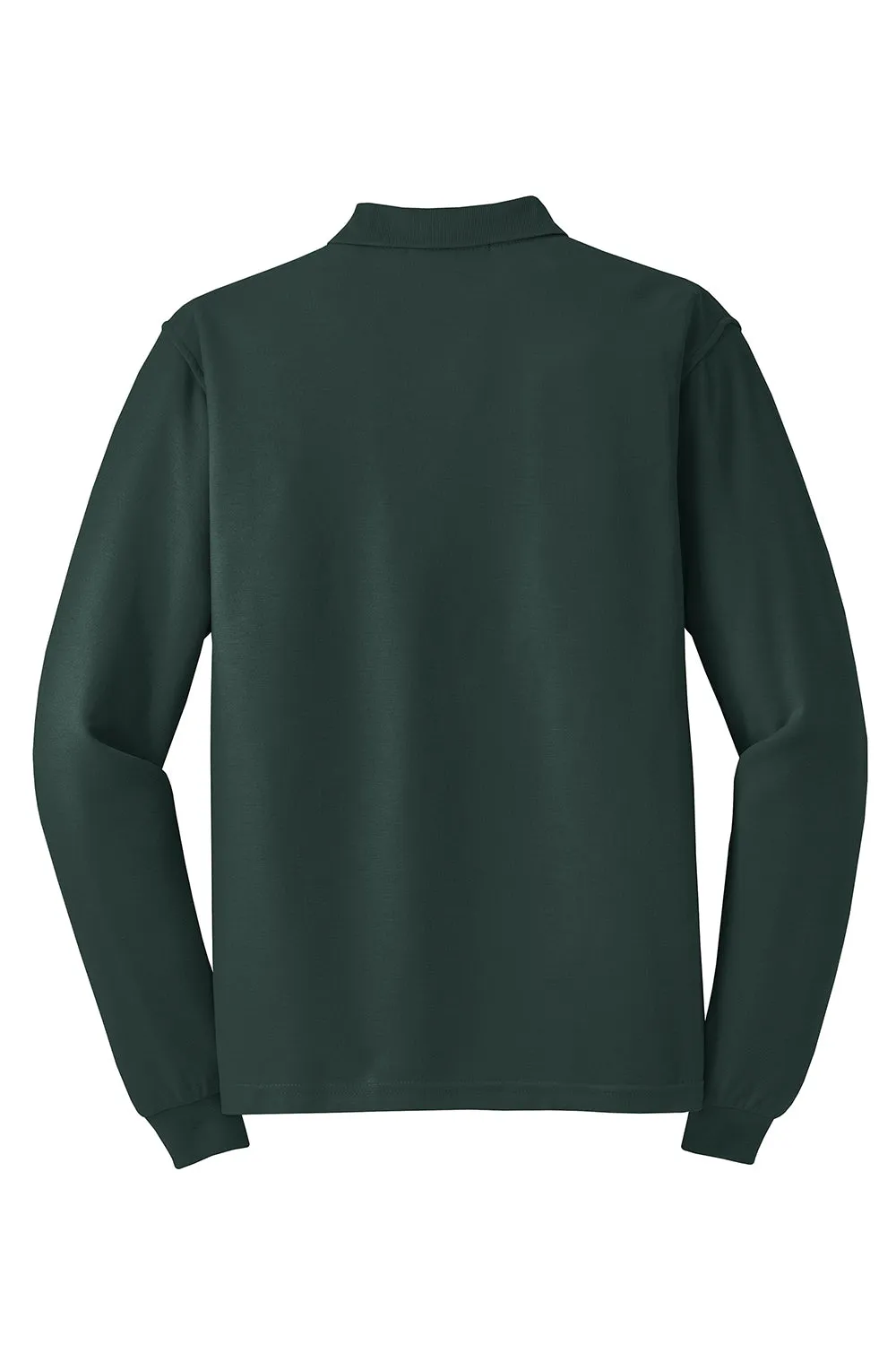 Port Authority Mens Silk Touch Wrinkle Resistant Long Sleeve Polo Shirt - Dark Green