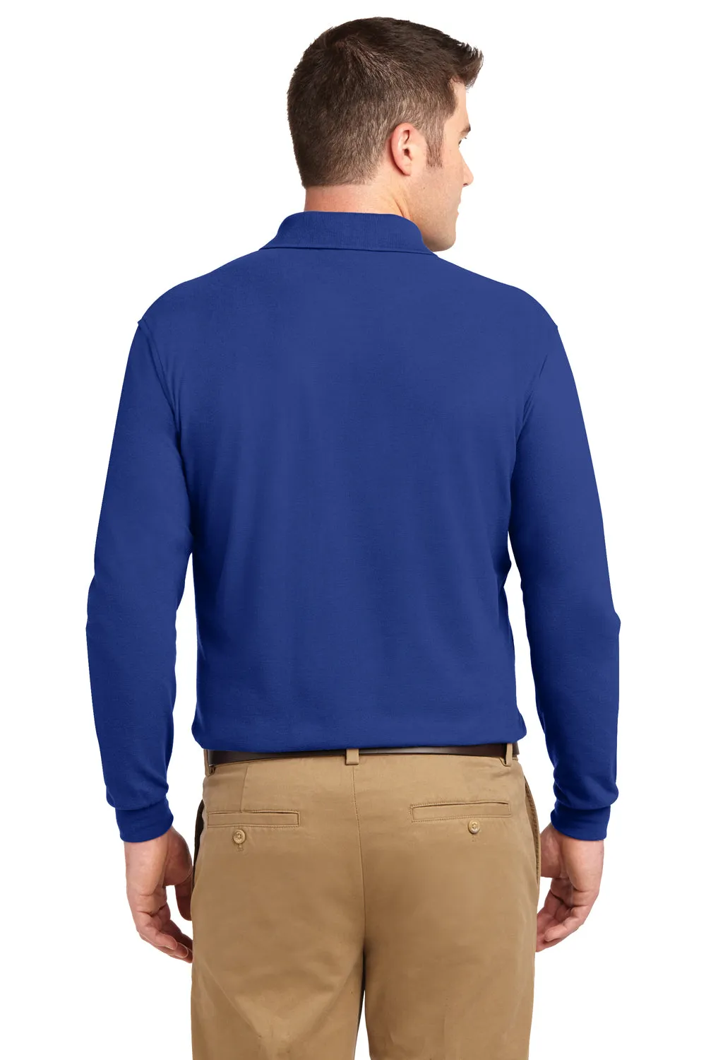 Port Authority Mens Silk Touch Wrinkle Resistant Long Sleeve Polo Shirt - Royal Blue