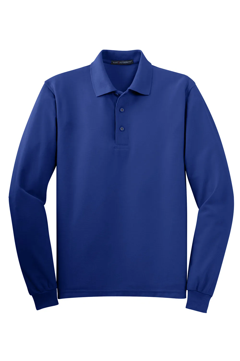 Port Authority Mens Silk Touch Wrinkle Resistant Long Sleeve Polo Shirt - Royal Blue