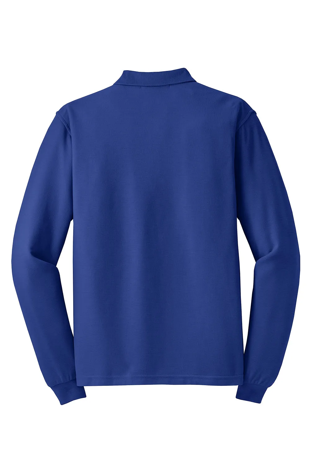Port Authority Mens Silk Touch Wrinkle Resistant Long Sleeve Polo Shirt - Royal Blue